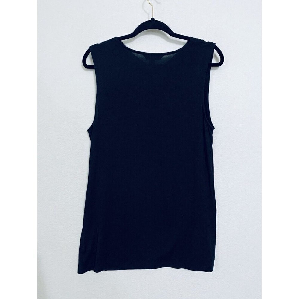 Pendleton Womens XL Sleeveless Drape Front Top Modal Black Stretch Classic - Picture 3 of 7